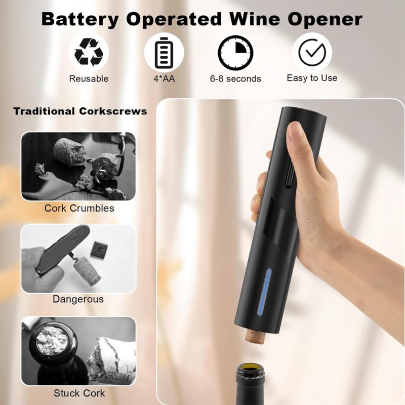Wine Opener Electric - [НОВИНКА! N92R] Портативная автоматическая открывалка для
