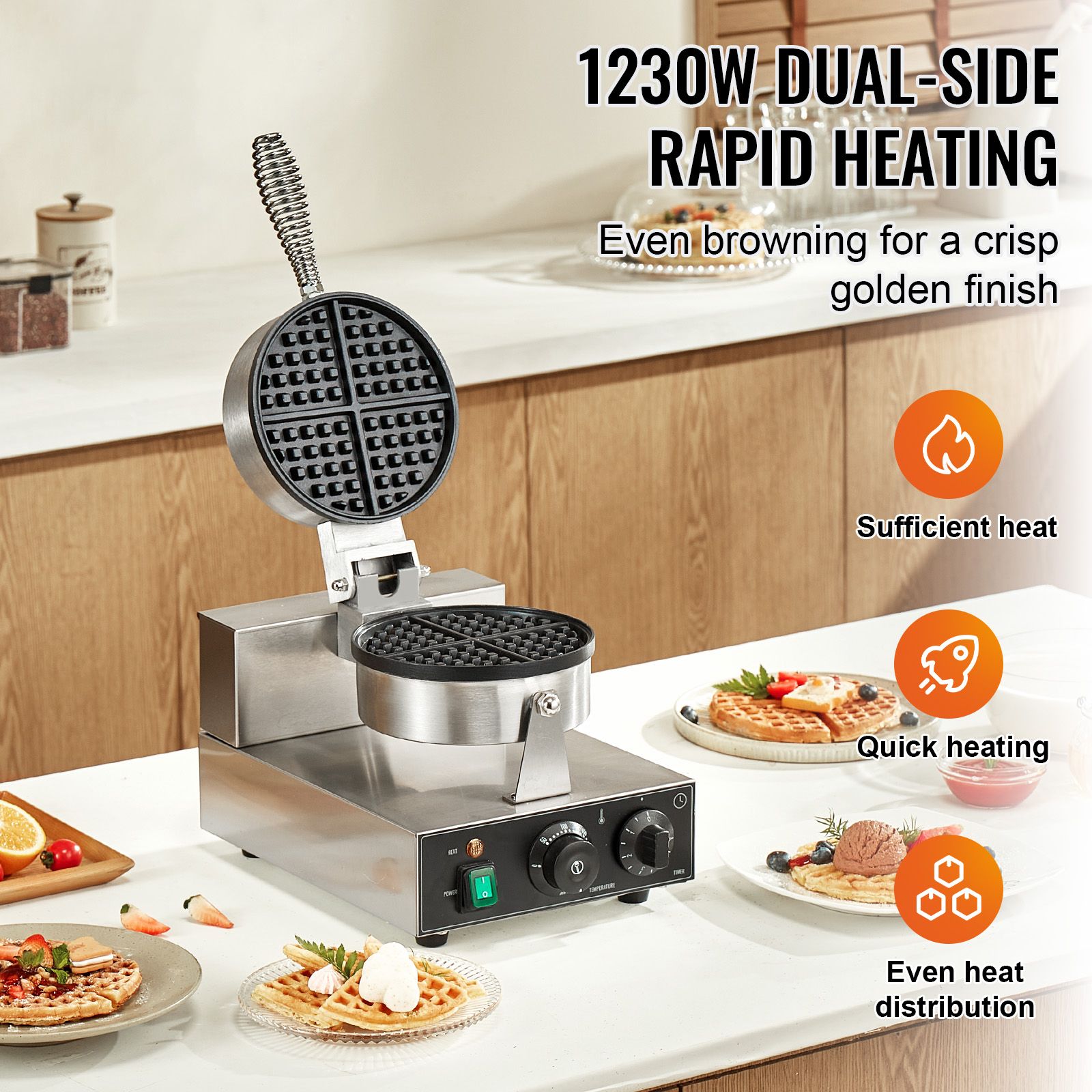 Коммерческая вафельница, 1230  – обзор и цена Waffle Iron Belgian